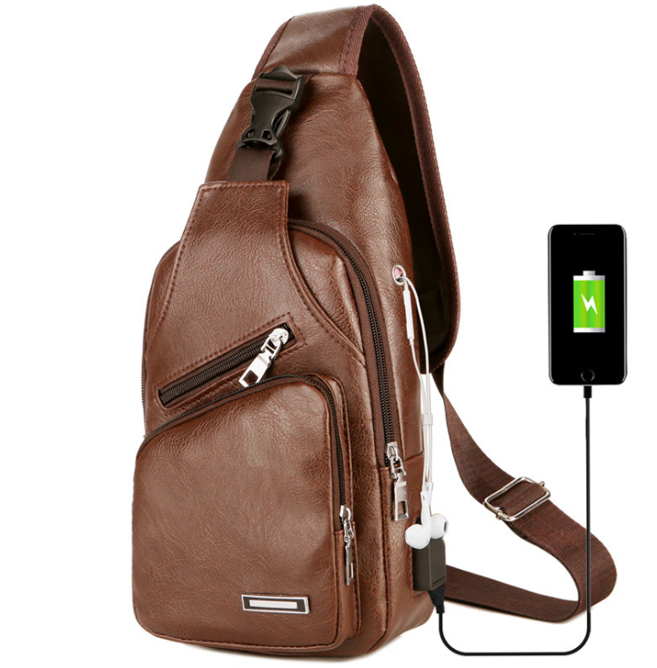Men's Crossbody Bags Men's USB Chest Bag Designer Messenger bag Leather Shoulder Bags Diagonal Package - V.I.P Digital Presence