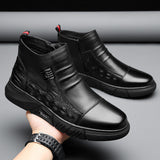 Men's leather boots, new Martin boots, men's trendy with fleece winter cotton shoes, fashionable Chelsea boots, British style boots, men's shoes - V.I.P Digital Presence