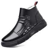 Men's leather boots, new Martin boots, men's trendy with fleece winter cotton shoes, fashionable Chelsea boots, British style boots, men's shoes - V.I.P Digital Presence