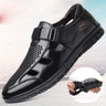 Men's leather sandals summer breathable leather shoes middle-aged and elderly soft soled dad's perforated shoes - V.I.P Digital Presence