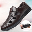 Men's leather sandals summer breathable leather shoes middle-aged and elderly soft soled dad's perforated shoes - V.I.P Digital Presence