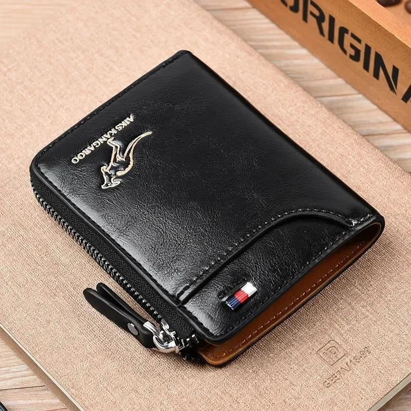 Men's  Protected PU Leather Wallet Vintage Short Purse - V.I.P Digital Presence