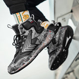 Men's trendy luminous running shoes student graffiti high-top shoes plus velvet warm sports shoes - V.I.P Digital Presence