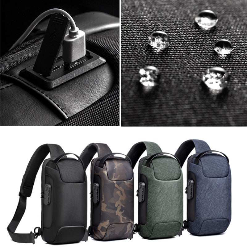 Men's Waterproof USB Oxford Crossbody Bag Anti-theft Shoulder Sling Bag Multifunction Short Travel Messenger Chest Pack For Male - V.I.P Digital Presence