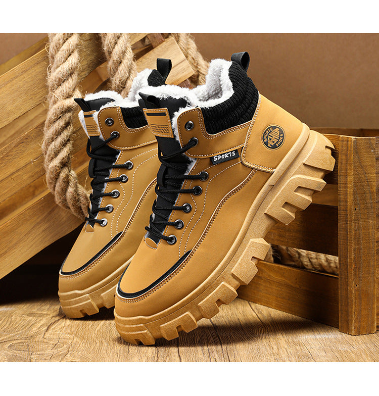 Men's winter suede high top Martin boots men's workwear shoes trendy and versatile thick sole - V.I.P Digital Presence