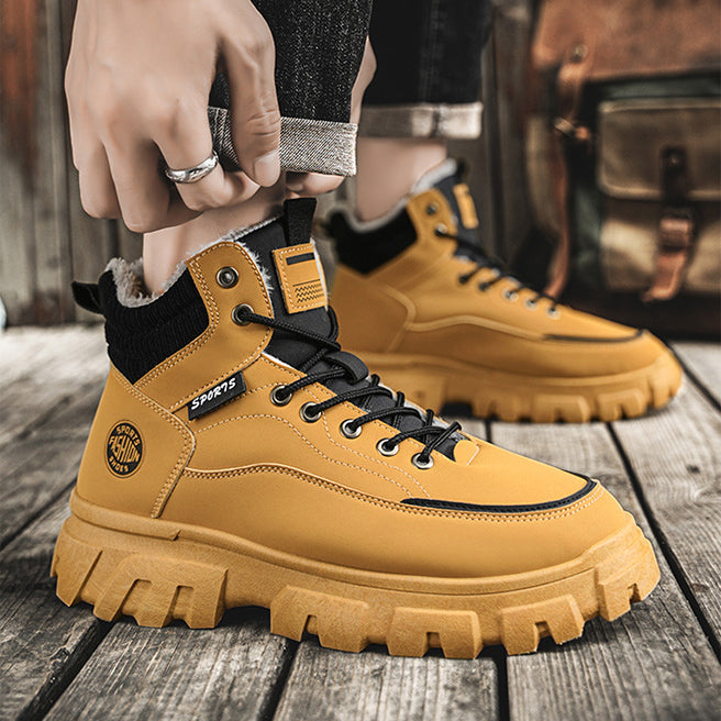 Men's winter suede high top Martin boots men's workwear shoes trendy and versatile thick sole - V.I.P Digital Presence