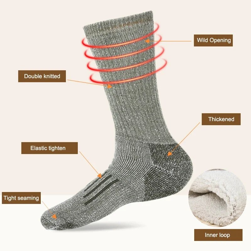 Merino wool socks hiking socks thickened warm anti slip breathable sports socks outdoor long socks for men and women - V.I.P Digital Presence