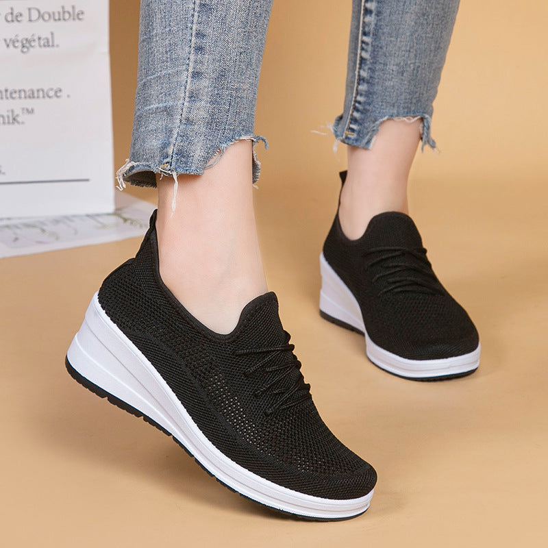 Mesh shoes women's inner height shoes breathable mesh surface slip resistant soft sole comfortable casual shoes - V.I.P Digital Presence