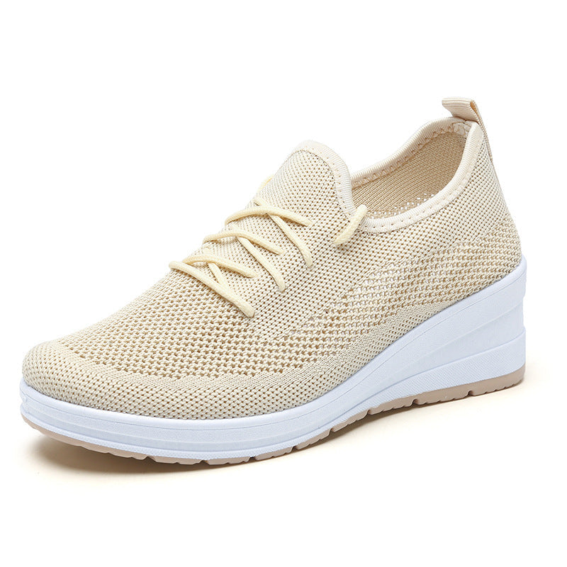 Mesh shoes women's inner height shoes breathable mesh surface slip resistant soft sole comfortable casual shoes - V.I.P Digital Presence