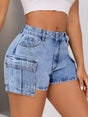Mid-Rise Waist Denim Shorts with Pockets - V.I.P Digital Presence