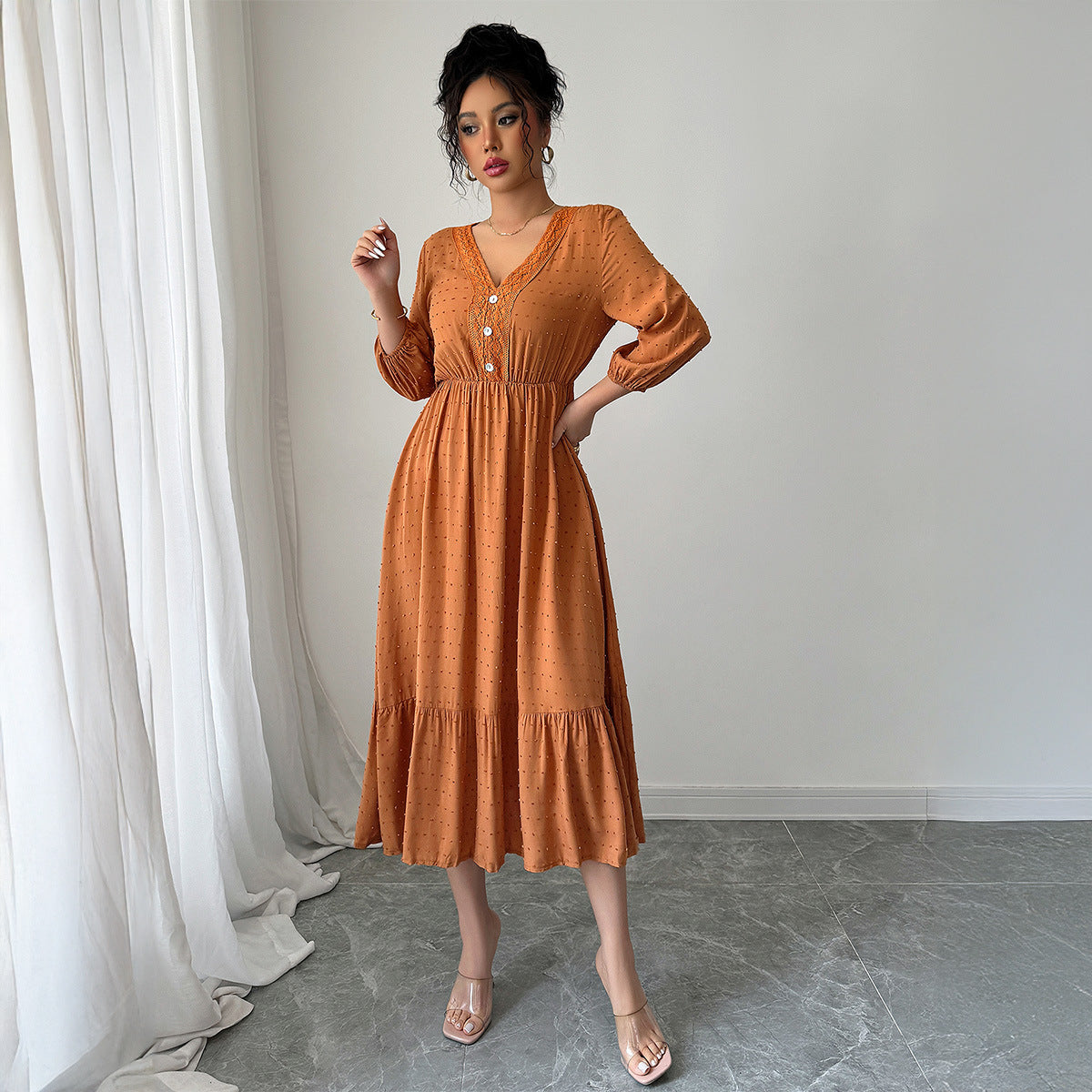 Minimalist and fashionable lace patchwork skirt dress - V.I.P Digital Presence