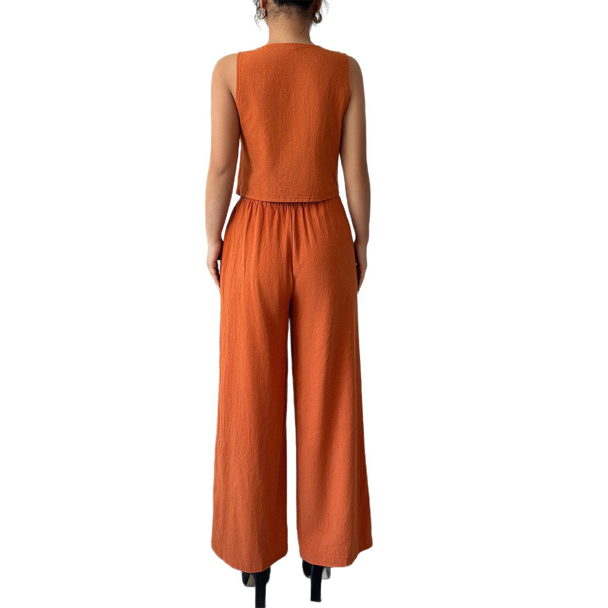 Minimally Sleeveless T-shirt Wide Leg Pants Two Piece Set - V.I.P Digital Presence