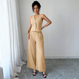 Minimally Sleeveless T-shirt Wide Leg Pants Two Piece Set - V.I.P Digital Presence