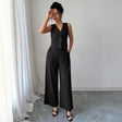 Minimally Sleeveless T-shirt Wide Leg Pants Two Piece Set - V.I.P Digital Presence