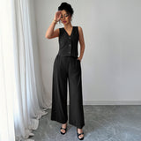 Minimally Sleeveless T-shirt Wide Leg Pants Two Piece Set - V.I.P Digital Presence