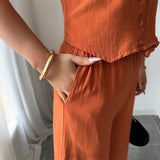Minimally Sleeveless T-shirt Wide Leg Pants Two Piece Set - V.I.P Digital Presence