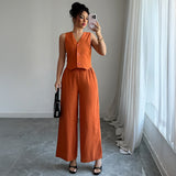 Minimally Sleeveless T-shirt Wide Leg Pants Two Piece Set - V.I.P Digital Presence