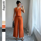 Minimally Sleeveless T-shirt Wide Leg Pants Two Piece Set - V.I.P Digital Presence