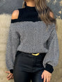 Mock Neck Cold Shoulder Sweater - V.I.P Digital Presence