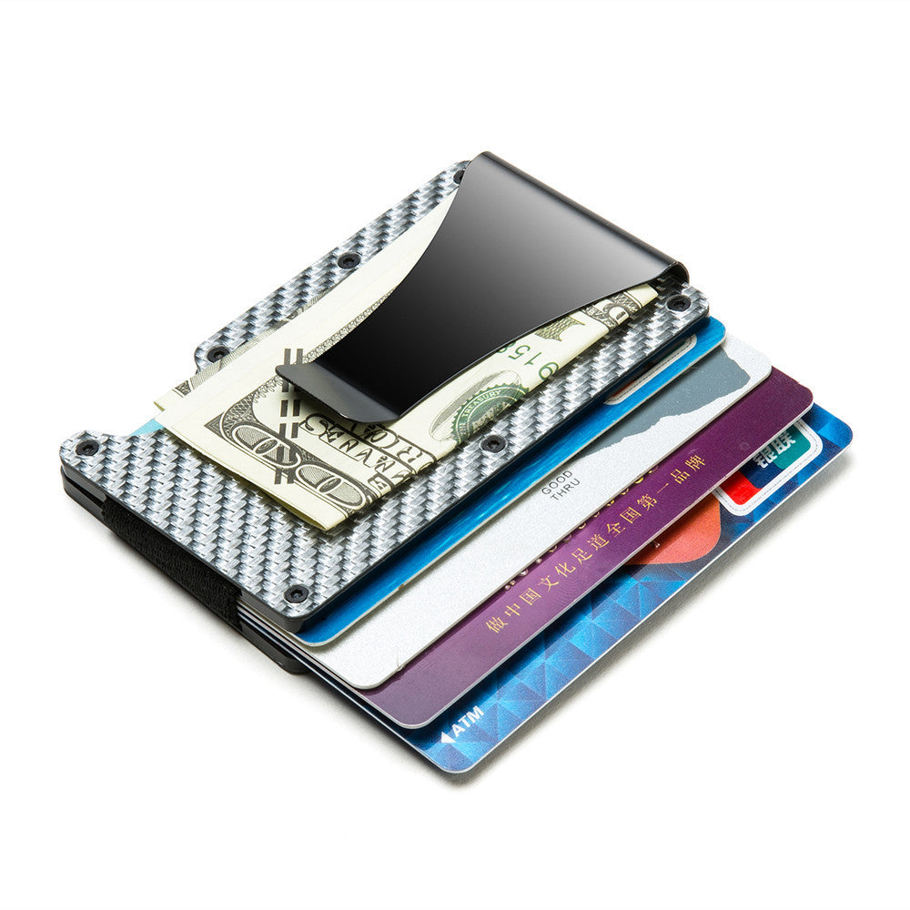Multifunctional Carbon Fiber Card Holder Metal Card Box Anti-Degaussing Anti-Theft Swipe Credit Card Box Stripe Pattern - V.I.P Digital Presence