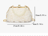Net Lace Pleated Clutch Evening Handbag Korean Sweet Style Pearl Chain Crossbody Bag - V.I.P Digital Presence