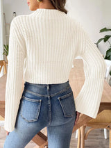 New autumn and winter flared sleeve semi high neck pullover sweater - V.I.P Digital Presence