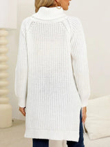 New autumn and winter thick sweater high neck simple slit dress - V.I.P Digital Presence