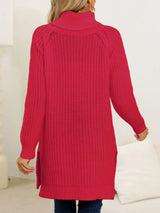 New autumn and winter thick sweater high neck simple slit dress - V.I.P Digital Presence
