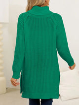 New autumn and winter thick sweater high neck simple slit dress - V.I.P Digital Presence