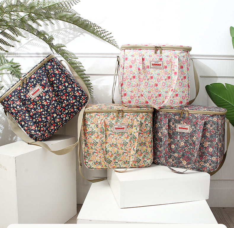 New Broken Flower Insulation Bag Large Capacity Student Lunch Box Bag Portable Aluminum Foil Ice Bag Outdoor Picnic Bag - V.I.P Digital Presence