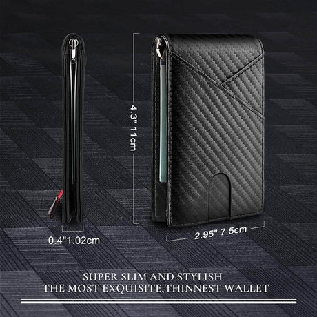New Carbon Fiber Dollar Clip Contrast Color Pull Leather Wallet Wallet Men's Banknote Clip Wallet - V.I.P Digital Presence