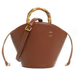 New design bucket bag fashion bamboo handle soft leather women bag single shoulder crossbody bag - V.I.P Digital Presence