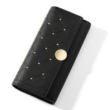 NEW Designer Rivet Button Trifold Long Wallet Women Big Capacity Female Wallets Thread Female Ladies Purse Phone Pocket Clutches - V.I.P Digital Presence