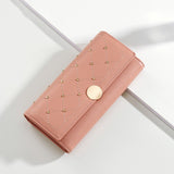 NEW Designer Rivet Button Trifold Long Wallet Women Big Capacity Female Wallets Thread Female Ladies Purse Phone Pocket Clutches - V.I.P Digital Presence
