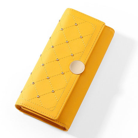 NEW Designer Rivet Button Trifold Long Wallet Women Big Capacity Female Wallets Thread Female Ladies Purse Phone Pocket Clutches - V.I.P Digital Presence