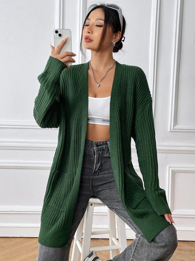 New dual pocket minimalist casual sweater cardigan - V.I.P Digital Presence