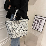 New internet celebrity fashion stitching geometric rhombus handbag texture large capacity shoulder tote bag - V.I.P Digital Presence