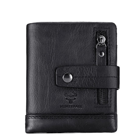 New Leather Wallet Crazy Horse Leather Zipper Buckle Wallet Leather Multifunctional Clutch - V.I.P Digital Presence
