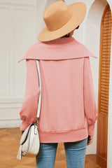 New long sleeved zipper lapel shawl pullover hoodie for women - V.I.P Digital Presence