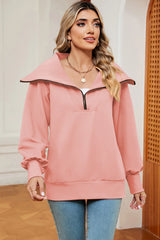 New long sleeved zipper lapel shawl pullover hoodie for women - V.I.P Digital Presence