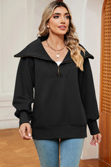 New long sleeved zipper lapel shawl pullover hoodie for women - V.I.P Digital Presence