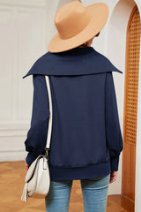 New long sleeved zipper lapel shawl pullover hoodie for women - V.I.P Digital Presence