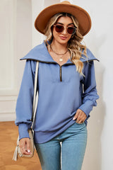 New long sleeved zipper lapel shawl pullover hoodie for women - V.I.P Digital Presence