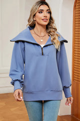 New long sleeved zipper lapel shawl pullover hoodie for women - V.I.P Digital Presence