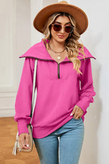New long sleeved zipper lapel shawl pullover hoodie for women - V.I.P Digital Presence