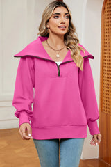 New long sleeved zipper lapel shawl pullover hoodie for women - V.I.P Digital Presence