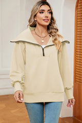 New long sleeved zipper lapel shawl pullover hoodie for women - V.I.P Digital Presence