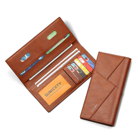 New Multi-Function Anti-Theft Brush Soft Leather Clip Long Ultra-Thin Splicing Two Fold Men's Wallet - V.I.P Digital Presence