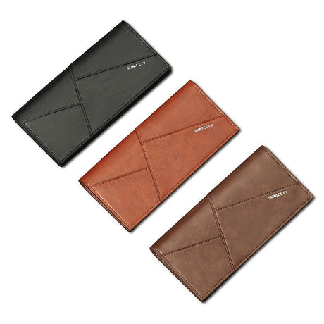 New Multi-Function Anti-Theft Brush Soft Leather Clip Long Ultra-Thin Splicing Two Fold Men's Wallet - V.I.P Digital Presence