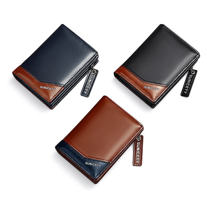 New PU Leather Multi-Function Zipper Short Men's Wallet Rfid Dollar Wallet Card Wallet - V.I.P Digital Presence